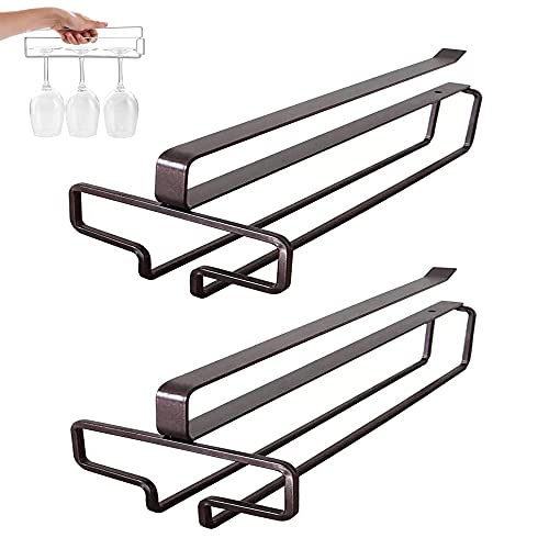 2 Stück Stemware Racks, Weinglashalter Rack, Schrank Weinglas Rack, Halter Unter Schrank Weinglas Rack, Unter Dem Schrank Weinglashalter, für Hausbar, Küche, Bar, Restaurant (Braun) von afdg