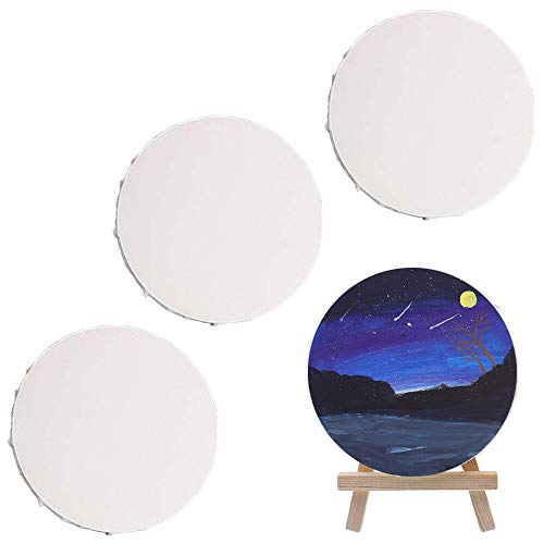 3 Stücke Blank Leinwandrahmen, 20 cm/8 Zoll Malen von Leinwandplatten, Leinwand für Aquarellmalerei, Weiße Leinwand für Künstler, zum Kindergeschenken, Maler, Malübungen (Rund) von afdg