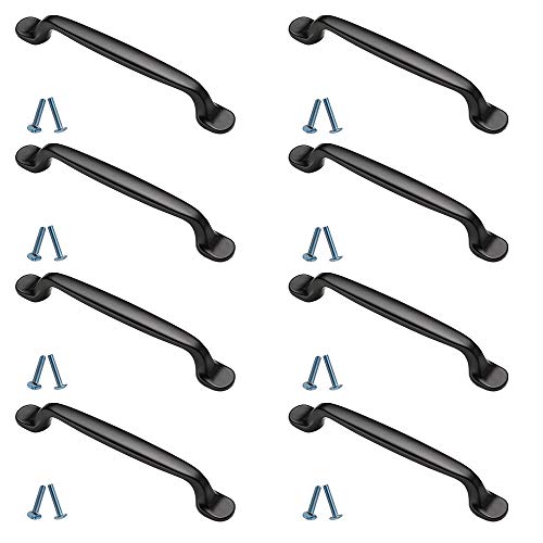 afdg Schwarzer Schrankgriff, 8 Stücke Aluminiumlegierung Möbel Griffen, Kabinett Griffe mit Schraube, für Küchenschrank Schubladenschrank, Lochabstand 128mm (Schwarz) von afdg