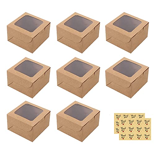 24 Stück Kraft Box mit Fenster, Kraft Boxen, Karton Box Verpackung, Cupcake Boxen, Braune Kraftpapier Geschenkboxen, Kuchen Geschenkboxen, und 24 Aufkleber, für Cookie, Brot, Süßigkeiten von afdg