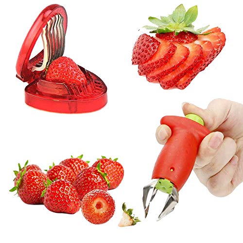 Erdbeerschneider, Erdbeer Entferner, Erdbeer Slice Tool, Tomaten Entferner, Edelstahl, für die Verarbeitung von Küchenfrüchten, Entfernung von Tomatenstielen, Erdbeerschneiden (Rot) von Ianulus