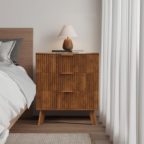 affeivul Mid-Century Nachttisch mit 3 Schubladen, moderner Nachttisch mit Massivholzbeinen, Walnussfarben affeivul Mid-Century Nachttisch mit 3 Schubladen, moderner Nachttisch mit Massivholzbeinen, Walnussfarben von affeivul