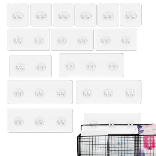 afhgdjr 14 Stück Klebehaken Badezimmer,Klebehaken Dusche Ohne Bohren,Duschhaken Wandhaken Wasserdicht für Duschregal,Korb,Seifenschale (Transparent 3 Größen) von afhgdjr