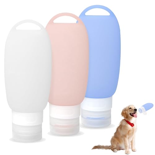afhgdjr 3 Stück Futtertube Zum Befüllen Hund,Futtertube, Reiseflaschen Zum Befüllen,90ml Silikon Reiseflaschen Zum Befüllen,Reise,größe Behälter1 Weiß1 Rosa 1blau von afhgdjr