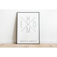 Home Mit Persönlichen Koordinaten - Poster, in Den Größen A5 A3 Home Mit Persönlichen Koordinaten - Poster, in Den Größen A5 A3 von afisaPapeterie