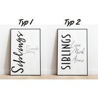 Siblings - Poster, Personalisiert Mit Namen, in Den Größen A5 A3 Siblings - Poster, Personalisiert Mit Namen, in Den Größen A5 A3 von afisaPapeterie