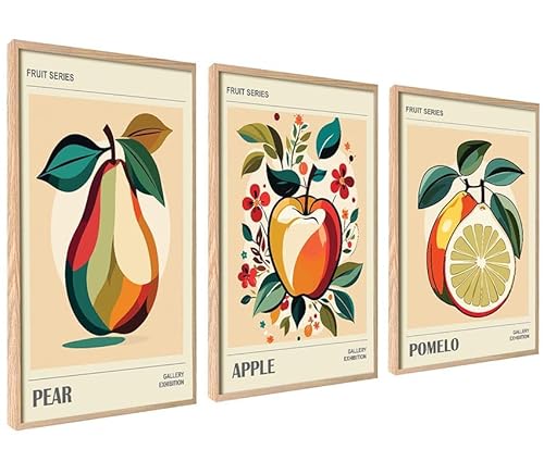 Fruit Vintage Poster Set | 3 x DIN A4 | Küche Restaurant Esszimmer Wall Art Pomelo Apfel Orange Botanical Wanddeko | ohne Rahmen von ag.art deco