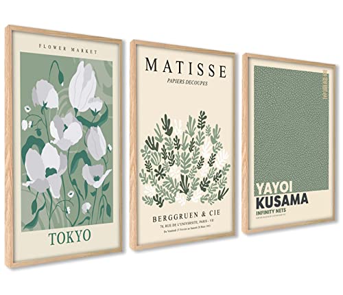 Moderne Poster Set | 3 Stück 60x80cm | Stilvolle Matisse Pastell Poster Collagen mit passenden Bilder als Wanddeko | ohne Rahmen von ag.art deco