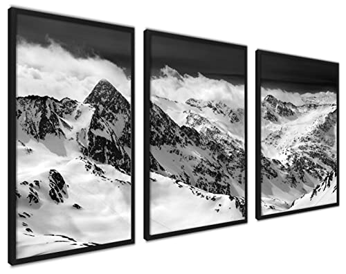 ag.art deco Schwarz und weiß Natur Berge Poster Set | 3 Bilder im stilvollen Set als Wohnzimmer Deko | Collage Wand Bild Schlafzimmer Flur Büro | 30x40cm ohne Rahmen von ag.art deco