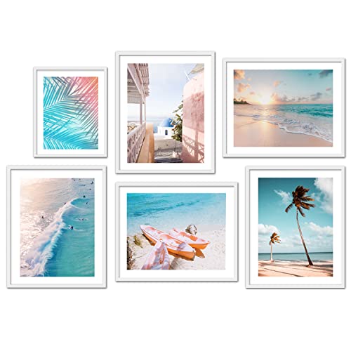 Sommer Surf Poster Set | Wanddeko Wohnzimmer & Schlafzimmer | 6 moderne Wandbilder | Bilder Strand, Meer, Palmen, Beach, Ocean | 5x 30x40cm + 1x A4 | ohne Bilderrahmen von ag.art deco