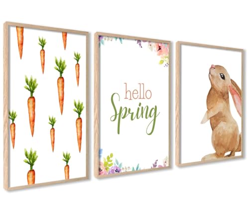 ag.art deco® Easter Poster 3er Set DIN A4 | Hase Frühling Ostern Decoration | Bilder für Wohnzimmer Küche Arbeitszimmer Esszimmer | 3x Bilder ohne Rahmen von ag.art deco