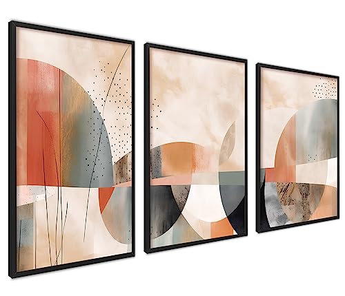 ag.art deco Abstrakte Bilder Galerie Wandkunst | 3 Stück 60x80cm | Geometrische Formen Poster Set Boho Druck | ohne Rahmen von ag.art deco