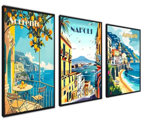 ag.art deco Italien Poster 21x30 | 3xA4 Bilder mit Schwarz Rahmen | Amalfi Naples Sorrento Zitronen Travel Poster Set Wohnzimmer Schlafzimmer | Mediterran Reisen Aesthetic ag.art deco Italien Poster 21x30 | 3xA4 Bilder mit Schwarz Rahmen | Amalfi Naples Sorrento Zitronen Travel Poster Set Wohnzimmer Schlafzimmer | Mediterran Reisen Aesthetic von ag.art deco