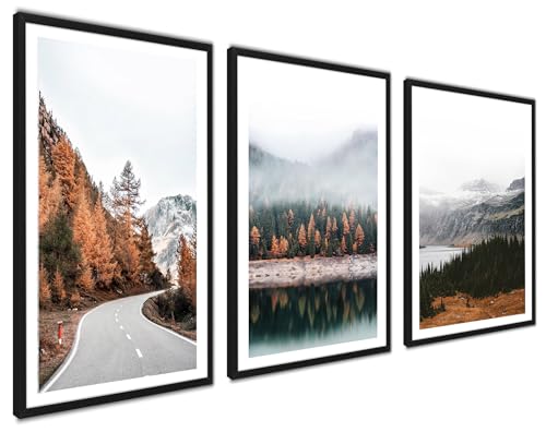 Landschaft 3er Poster Set Berge Wald Braun Gold | Bilder als Wanddeko, Wohnzimmer & Schlafzimmer | 3 x DIN A4 21x30cm | ohne Rahmen Landschaft 3er Poster Set Berge Wald Braun Gold | Bilder als Wanddeko, Wohnzimmer & Schlafzimmer | 3 x DIN A4 21x30cm | ohne Rahmen von ag.art deco