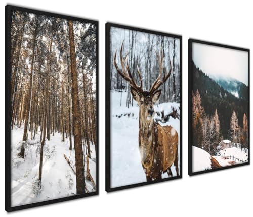 ag.art deco Winter Wonderland Poster Set | Modern Bild für Ihre Wand | Rentier Schnee Winter Bilder | 3x DIN A4 | Wohnzimmer Modern Schlafzimmer Set | ohne Rahmen ag.art deco Winter Wonderland Poster Set | Modern Bild für Ihre Wand | Rentier Schnee Winter Bilder | 3x DIN A4 | Wohnzimmer Modern Schlafzimmer Set | ohne Rahmen von ag.art deco