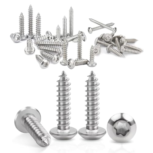 100 Stück Blechschrauben Selbstschneidend, M3 x 16 mm Flachkopf, Torx Schrauben, A2 V2A Holzschrauben Vollgewinde, Edelstahl Selbstschneidende Schrauben von aghoer