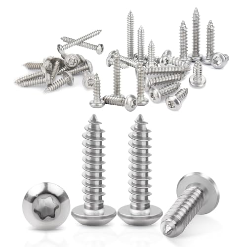 100 Stück Blechschrauben Selbstschneidend, M3 x 20 mm Flachkopf, Torx Schrauben, A2 V2A Holzschrauben Vollgewinde, Edelstahl Selbstschneidende Schrauben von aghoer