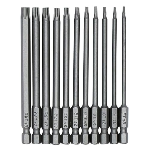 11 Stück Magnetisch Torx Bit Set, 1/4" Torx Schraubendreher Bit Set, T6-T40 100mm Lang Sechskant Schaft S2 StahlStern Kopf Schraubenzieher Bit Satz von aghoer