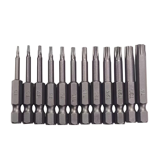 12 Stück Magnetisch Torx Bit Set, 1/4" Torx Schraubendreher Bit Set, T5-T40 50mm Lang Sechskant Schaft S2 StahlStern Kopf Schraubenzieher Bit Satz von aghoer