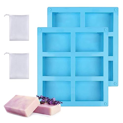 12-Teilig Seifenform, SIlikonform Rechteckig, Handgefertigte Seifenform mit 4 Schäumendes Netz, für Seife DIY Formen 12-Teilig Seifenform, SIlikonform Rechteckig, Handgefertigte Seifenform mit 4 Schäumendes Netz, für Seife DIY Formen von aghoer