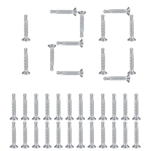 120 Stück 4.2 x 25 mm Blech Selbstschneidende Schrauben, 410 Edelstahl Phillips Senkkopf Flachkopf, Selbstbohrende von aghoer