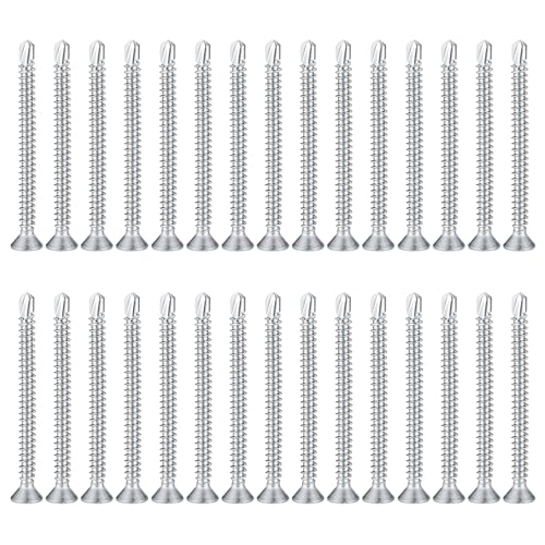 120 Stück 4.2 x 50 mm Blech Selbstschneidende Schrauben, 410 Edelstahl Phillips Senkkopf Flachkopf, Selbstbohrende von aghoer