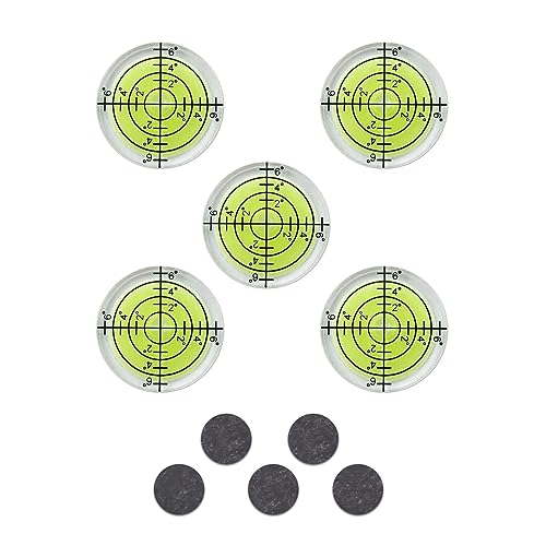 5 Stück Ø 32 mm Durchmesser Präzisions-Wasserwaage, Wasserwaage Klein Mit 5 Selbstklebemagneten, Camping Wasserwaage, Libelle Wasserwaage, Wasserwaage Wohnmobil von aghoer