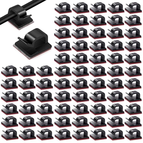 Kabelhalter, 60 Stücke Mini Outdoor Kabelclip, Kabelhalter selbstklebend, Kabelclips Selbstklebend Kabelklemmen, Geeignet für die Bearbeitung von Drähten und Kabeln zwischen 0,1~0,5cm, Schwarz von aghoer