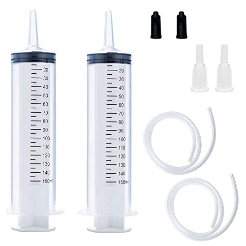 Kunststoff Spritze,2 Stück 150ML Spritzen Set mit Schlauch, für Wissenschaftslabore, Fabriken und Den Täglichen Gebrauch von aghoer