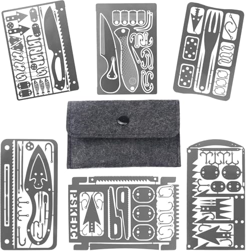 Überlebenskarte, Silber, 6 Stück Draussen Multitool Karte, Zum Angeln, Camping und Überleben im Hinterland von aghoer