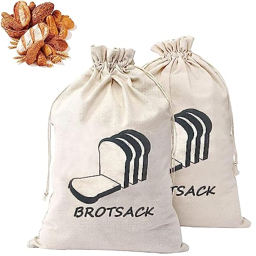 Brotsack, 2 Stück Brotbeutel, Brotbeutel Leinen, Gemüsebeutel, Brotbeutel Leinen, Wiederverwendbar, für Brote und Backwaren Aller Art von aghoer