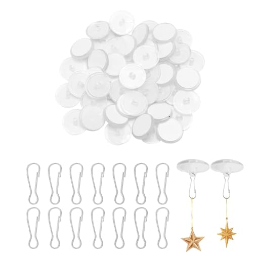 aghoer 30 Stück Deckenhaken Transparent, 3cm Transparente Selbstklebende Deckenhaken Selbstklebender Haken und 30 Stück Fahnenmast Clip kein Bohren mit Öse MAX 2kg, Transparente Klebehaken Decke von aghoer