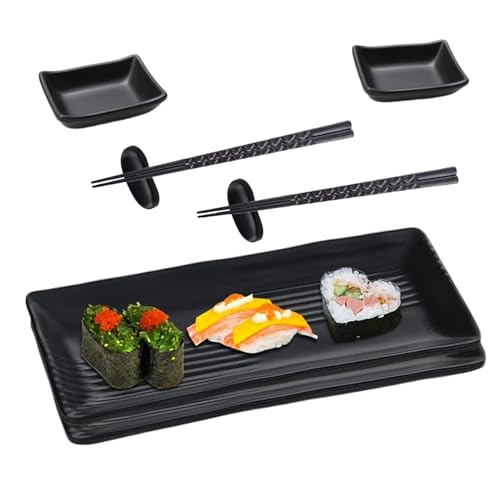 aghoer 8-tlg. Sushi Platte Schiefer mit Dipschalen für 2 Personen, 21 × 10cm Sushi Geschirr Schieferplatten mit Stäbchen, Ablagebänkchen Dipschalen Schiefertellern aghoer 8-tlg. Sushi Platte Schiefer mit Dipschalen für 2 Personen, 21 × 10cm Sushi Geschirr Schieferplatten mit Stäbchen, Ablagebänkchen Dipschalen Schiefertellern von aghoer