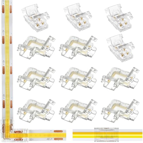 agogue 12 Stück Led Eckverbinder,Led Strip Verbinder COB Connector 2 Pin 8mm, Streifen Verbinder Kabelverbinder Unverdrahtete Clips,Gelten Cob Streifen 8 Stück L Form für Streifen 12V 24V agogue 12 Stück Led Eckverbinder,Led Strip Verbinder COB Connector 2 Pin 8mm, Streifen Verbinder Kabelverbinder Unverdrahtete Clips,Gelten Cob Streifen 8 Stück L Form für Streifen 12V 24V von agogue