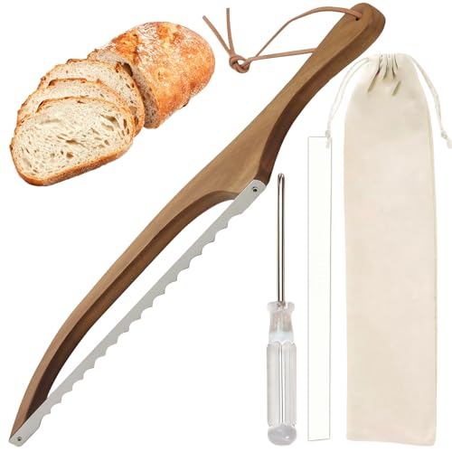 4 Teiliges Set Brotmesser,Selbstgemachtes Brot Bread Knife, Brötchenmesser Ideal Zum MüHelosen Schneiden Brotmesser Wellenschliff Profi für,Brotschneidemesser für Sauerteig Kuchen Geschältes Obst von agogue
