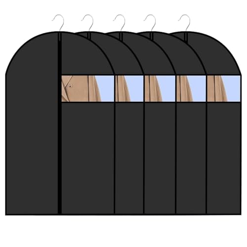 5 Stück 100x60CM schwarz Kleidersack Anzug,Klappbar Langlebig Kleidersäcke Einfach zu Bedienen Atmung Anzugtasche Herren,Kleidersäcke mit Reißverschluss Geeignet für Anzüge Kleider von agogue