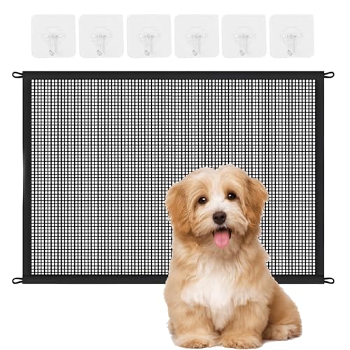 7 Stück Treppenschutzgitter Ohne Bohren Set, Türschutzgitter Ohne Bohren 110 x 72 cm, Türgitter Hunde und Baby Kindersicherung Treppe, Hundegitter Tür Babygitter (1 Treppenschutzgitter+6 Haken) von agogue