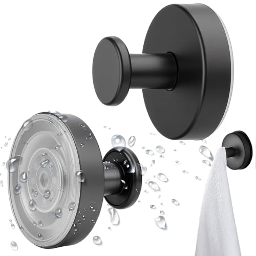 agogue 2 Stück Saugnapfhaken, Saugnapf Haken, Handtuchhalter mit Saugnapf Schwarz Vakuum Handtuchhaken Schwarz, Suction Hook für Badezimmer Küche Glatte Fenster für Moderne Möbel von agogue