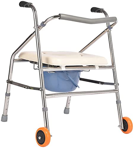AGSu Nachttisch-Toilettenstuhl, Faltbarer Toilettenstuhl mit Rädern und Griffen, tragbarer Toilettensitz-Walker, 4-in-1-Duschstuhl für Erwachsene, ältere Menschen AGSu Nachttisch-Toilettenstuhl, Faltbarer Toilettenstuhl mit Rädern und Griffen, tragbarer Toilettensitz-Walker, 4-in-1-Duschstuhl für Erwachsene, ältere Menschen von agsu
