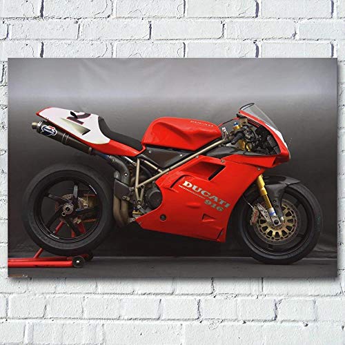 agwKE2 Klassische Motorräder Ducati 916 Rot Super Bike Racing Sport Wandkunst Poster Leinwanddrucke Seidenmalereien Für Wohnzimmer Dekor / 60x80cm (kein Rahmen) von agwKE2