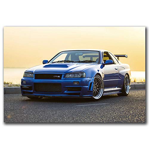 agwKE2 Poster und Drucke Nissan Skyline R34 GT-R GTR Muskelauto Hot Art Poster Leinwandmalerei Wohnkultur / 60x90cm (kein Rahmen) von agwKE2