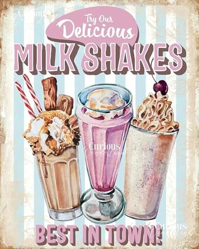 Metall-Blechschilder – Retro-Milkshake-Schild – Wanddekoration – Diner-Schild – 50er-Jahre-Diner Dekor – Milchshakes-Blechschild 30,5 x 20,3 cm Metall-Blechschilder – Retro-Milkshake-Schild – Wanddekoration – Diner-Schild – 50er-Jahre-Diner Dekor – Milchshakes-Blechschild 30,5 x 20,3 cm von ahee
