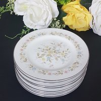 Dessertteller, Chantilly, Dynasty Fine China Japan, 16 cm, Vintage Porzellan Beilagenteller, 4Er Set, Rosa Blau Gelb Blumen von ahummingbirdheirloom