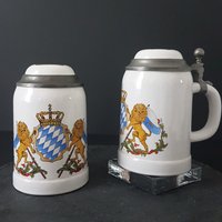 Gerz Bierkrug, 94% Zinn | Zinn Deckel, Bayern Wappen, Halber Liter, Pint, Tankard, Einzeln Erhältlich von ahummingbirdheirloom