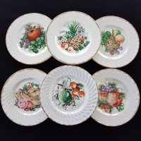 Lusterware Beilagenteller, Sommerfrucht, 6Er-Set, Pearlized Irisescent, Hergestellt in Japan von ahummingbirdheirloom