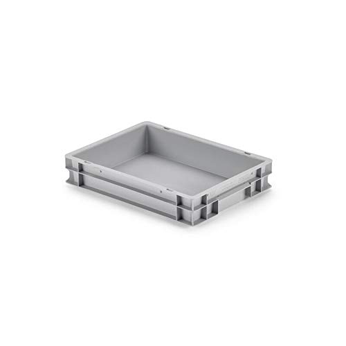 aidB Eurobehälter mit geschlossenen Griffen, 400 x 300 x 75 mm, stapelbar mit anderen Euroboxen von aidB