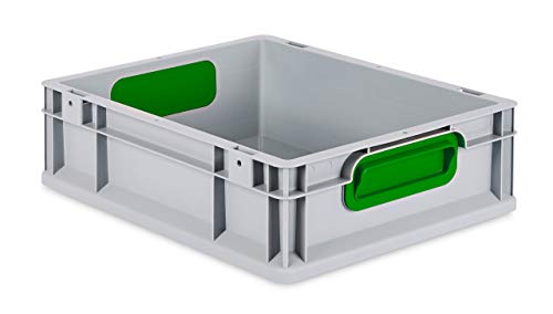 aidB Eurobox NextGen Color grün, 400x300x120 mm, Griffe geschlossen, robuste Plastikbox aus Kunststoff mit ergonomischen Griffen, stapelbare Kunststoffkiste, ideal für die Industrie von aidB