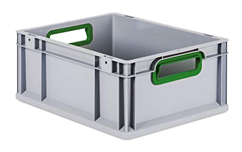 aidB Eurobox NextGen Color grün, 400x300x170 mm, Griffe offen, robuste Plastikbox aus Kunststoff mit ergonomischen Griffen, stapelbare Kunststoffkiste, ideal für die Industrie von aidB