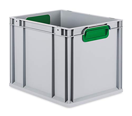 aidB Eurobox NextGen Color grün, 400x300x320 mm, Griffe geschlossen, robuste Plastikbox aus Kunststoff mit ergonomischen Griffen, stapelbare Kunststoffkiste, ideal für die Industrie von aidB