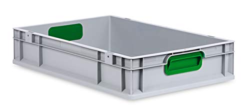 aidB Eurobox NextGen Color grün, 600x400x120 mm, Griffe geschlossen, robuste Plastikbox aus Kunststoff mit ergonomischen Griffen, stapelbare Kunststoffkiste, ideal für die Industrie von aidB